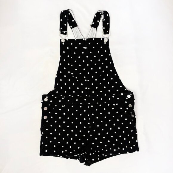 Forever 21 black and white polka dot overall shorts size US 30 - Picture 1 of 4